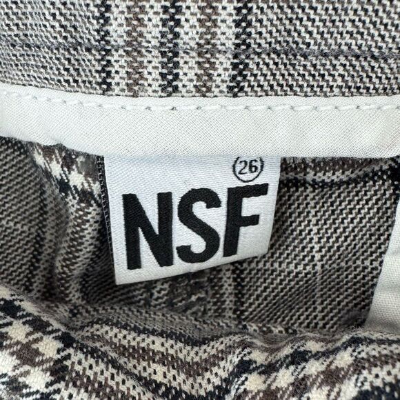 NSF Tashi Plaid Raw Hem High Rise Cropped Pants - Picture 5 of 6